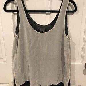 vince Double Layer Sheer Gauze Black & White Tank